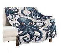 Octopus Pattern Flannel Throw Blanket - 55"x70" Soft Lightweight Plush Blanket for Couch Bed Sofa, Oversized Camping Travel Blankets, Machine Washable Home Decor Gift for Men Women