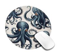 Octopus Pattern Round Mouse Pad 8 Inch, Comfort Gaming Mousepad, Stitched Edge Non-Slip Rubber Base, Waterproof Computer Mousemat Washable Laptop Mousepads for Home Office