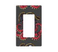 Octopus Pirate Illustration Wall Plate Covers, 1- Gang Screwless Wall Plates Standard Size 4.6" x 2.8", Decorative Light Switch Cover Plate Outlet Covers, Polycarbonate Thermoplastic
