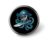 Octopus Pirates Round Brooches Colorful Fashion Button Pins Badge for Backpacks Shirts Scarf