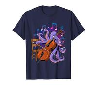 Octopus Playing Cello Cellist Cello Player T-Shirt, Men, Navy Blue, X-Large
