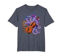Octopus Playing Cello Cellist Cello Player T-Shirt, Men's Big and Tall, Heather Blue, 4X Tall