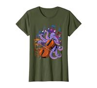 Octopus Playing Cello Cellist Cello Player T-Shirt, Women, Olive Green, 3X-Large