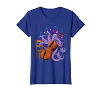 Octopus Playing Cello Cellist Cello Player T-Shirt, Women, Royal Blue, X-Large