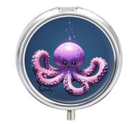 Octopus Purple Pill Box Cute Medicine Organizer Travel Pillbox Waterproof Portable Pill Container Holder to Hold Vitamins Medication Fish Oil and Supplements
