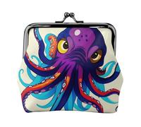 Octopus Purple Print Charm and Versatile Coin Purse Exquisite Waterproof Kiss Lock Wallet for Keys Cards