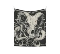 Octopus Ram Skull Sacred Geometry Occult Style Tapestry Wall Hanging Home Decor Aesthetic Tapestries For Room Living Bedroom Dorm 51×60in