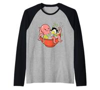 Octopus Ramen Bowl Hot Tub Funny Noodle Soup Foodie Art Raglan Baseball Tee