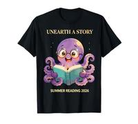 Octopus Reading a Book Unearth a Story Program 2026 T-Shirt