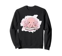 Octopus Reading Book Lover Marine Life Library Cute Art Sweatshirt