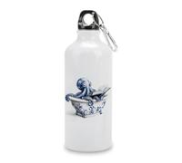 Octopus Reading in A Bathtub Travel Aluminum Water Bottle, Sport Bottle with Twist Cap Buckle for Men Women Camping Hiking 600ml