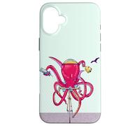 Octopus riding a road bike Case for iPhone 16 Plus
