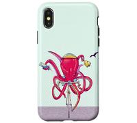 Octopus riding a road bike Case for iPhone X/XS