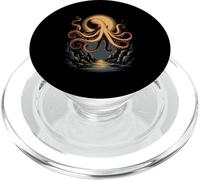 Octopus Rising Over Moonlit Ocean Canyon Night PopSockets PopGrip for MagSafe