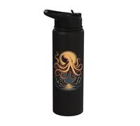 Octopus Rising Over Moonlit Ocean Canyon Night Stainless Steel Insulated Water Bottle