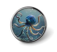 Octopus Round Badge Personalized Metal Lapel Pin Badges Fit Clothing Bags Hat Humorous Printed Brooch Badge Party Decorations Accessories for Men Women