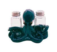 Octopus Salt and Pepper Set Holder, Nautical Décor, Shakers Included, 5.75 Inches
