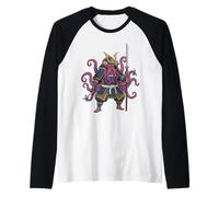 Octopus Samurai Kawaii Japanese Warrior Anime Aesthetics Raglan Baseball Tee