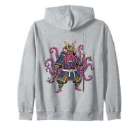 Octopus Samurai Kawaii Japanese Warrior Anime Aesthetics Zip Hoodie