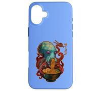 Octopus Sea Monster Slurps Ramen, Retro Manga Style Case for iPhone 16 Plus