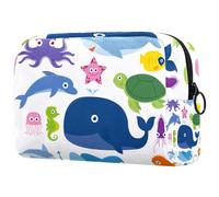 Octopus Shark Starfish Crab Turtle Snail Cosmetic Bag for Women, Travel Toiletries Bags Large Makeup Handy Pouch Organiser Bag with Zipper