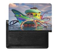 Octopus Ship Passport Holder Passport Cover Protector Essentials with Credit Card Slots for Women Men