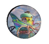 Octopus Ship Universal Spare Tire Cover Oxford Fabric Waterproof Wheel Protector for SUV Truck RV Camper Dust/Snow/Sun Protection, 26 Inch