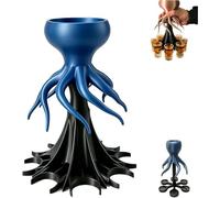 Octopus Shot Dispenser, 3D Printed Octopus 6 & 8-Shot Dispenser, Fun Alcohol Shots Dispensers for Drink Cocktail Juice, Unique Fun Bar Accessories, Parties and Drink Tools (Blue, 8-Shot)