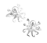 Octopus Silver Cufflinks - Nautical Design - Stylish Men’s Accessories for Ocean Lovers and Formal Wear, M, Brass, no gemstone