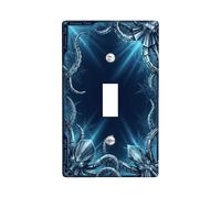 Octopus Single Light Switch Cover Plate, Futuristic Winter Ice Crystal Mechanical Winter Blue Plastic Standard Size Decorative Wall Plates for Home Living Room Bedroom Bathroom Decor (Single)