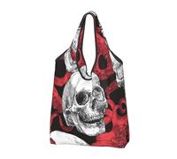 Octopus Skull Foldable Shopping Bag Reusable Grocery Bags Halloween Skeleton Portable Travel Pounch for Camping Daily Use