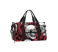 Octopus Skull Gym Bag for Men Women, Halloween Skeleton Weekend Travel Duffle Bag with Shoe Compartment,Water-Resistant Sport Overnight Tote Dance Yoga Carry On Holdall
