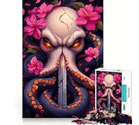 Octopus Skull with Sword Animal 1000 Piece Jigsaw Puzzles for Teenagers Jigsaw Logic Ability Toy Soft Relax Accurate Cut Cherished Gift (50x75cm)