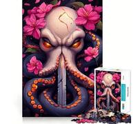 Octopus Skull with Sword Animal 1000 Pieces Jigsaws Adults Puzzles Gifts Boost Memory Mental Relax Premium Cut Warm Surprise (38x52cm)