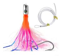 Octopus Soft Trolling Bait 22cm 85g with 17m Leader Plus 8 over 0 Hook Metal Plus Silicone Saltwater Lure for Sea Boat Fishing Ideal for T (E)