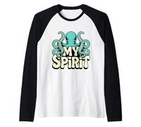 Octopus Spirit Animal Design - Kraken Ocean Illustration Raglan Baseball Tee