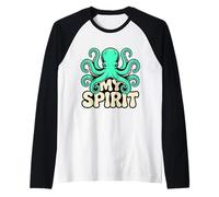 Octopus Spirit Animal Design - Kraken Ocean Illustration Raglan Baseball Tee