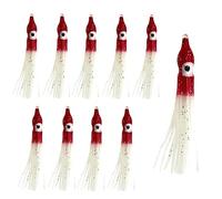 Octopus Squid Skirts Trolling Lures, 9cm x 10 Pieces Soft Fishing Bait Glow In the Dark Luminous Saltwater Freshwater Baits for Bass Catfish Trout, Multicolored