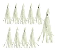 Octopus Squid Skirts Trolling Lures, 9cm x 10 Pieces Soft Fishing Bait Glow In the Dark Luminous Saltwater Freshwater Baits for Bass Catfish Trout, Multicolored