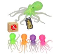 Octopus Squishy Toy for Kids Sensory Stress Relief Stretchy Translucent Glitter Fidget Toy Handheld Tactile Play Squeeze Fun Party Favour 2 Pack - Electoys