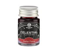 Octopus Stellar Flame Shimmer Ink Red Purple for Fountain Pen - Ink with Glitter - Celestial Collection - Inkwell 10ml