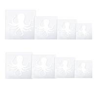 Octopus Stencil, 8Pcs Large Octopus Stencil for Painting,Cute Octopuses Print Stencils Template Reusable Plastic Ocean Animals Paint Stencils for Crafts Art Painting on Wood Paper Flag Wall Home Decor