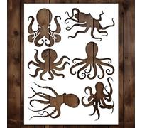 Octopus Stencil, Ocean Life, Ocean Animals Stencils - Graffiti Spray Paint Tool - Assorted Graffiti Stencils - Stencils for Painting on Wood, Canvas, Paper, Fabric, Wall, Furniture 8.5x11 Inch
