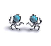 Octopus Stud Earrings in Turquoise and Sterling Silver,Nautical Gift for Her, Squid Studs, Sea Lover Gift