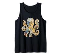 Octopus Summer Collage Mediterranean Art Coastal Graphic Tank Top