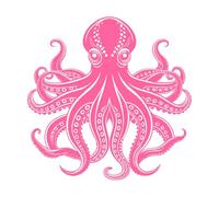Octopus Tattoo Design Wall Stickers 42x42.2cm Store Decoration Pink