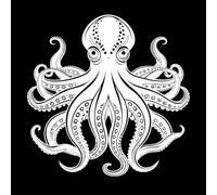 Octopus Tattoo Design Wall Stickers 54.6x54.9cm Tattoo Culture White