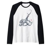 Octopus Tattoo Style with Floral Patterns Japanese Aesthetic Raglan Baseball Tee