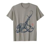 Octopus Tattoo Style with Floral Patterns Japanese Aesthetic T-Shirt