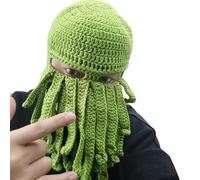 Octopus Tentacle Hat, Adult Crochet with Beard, Funny Squid Mask Prop Halloween Cosplay CostumeHoliday Decor